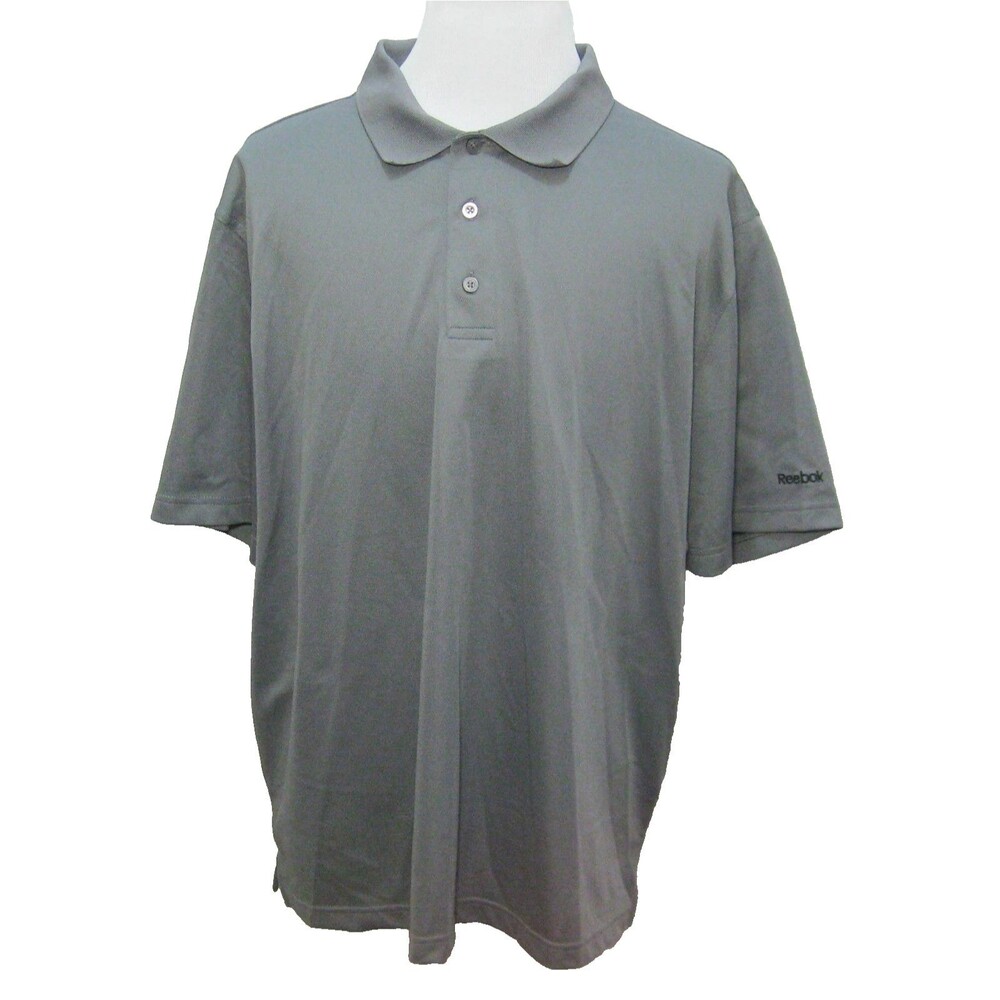 Reebok Polo Shirt Mens Size 2XL Gray Short Sleeve Golf Tennis Athletic Gym Top